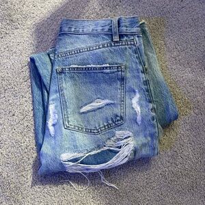 Zara Blue Distressed Flare Jeans